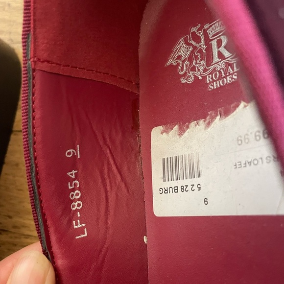 Burgundy Velvet Loafers with Leopard Accent - Picture 3 of 15